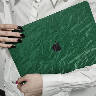 Macbook电脑保护壳绿色丝绒褶皱
