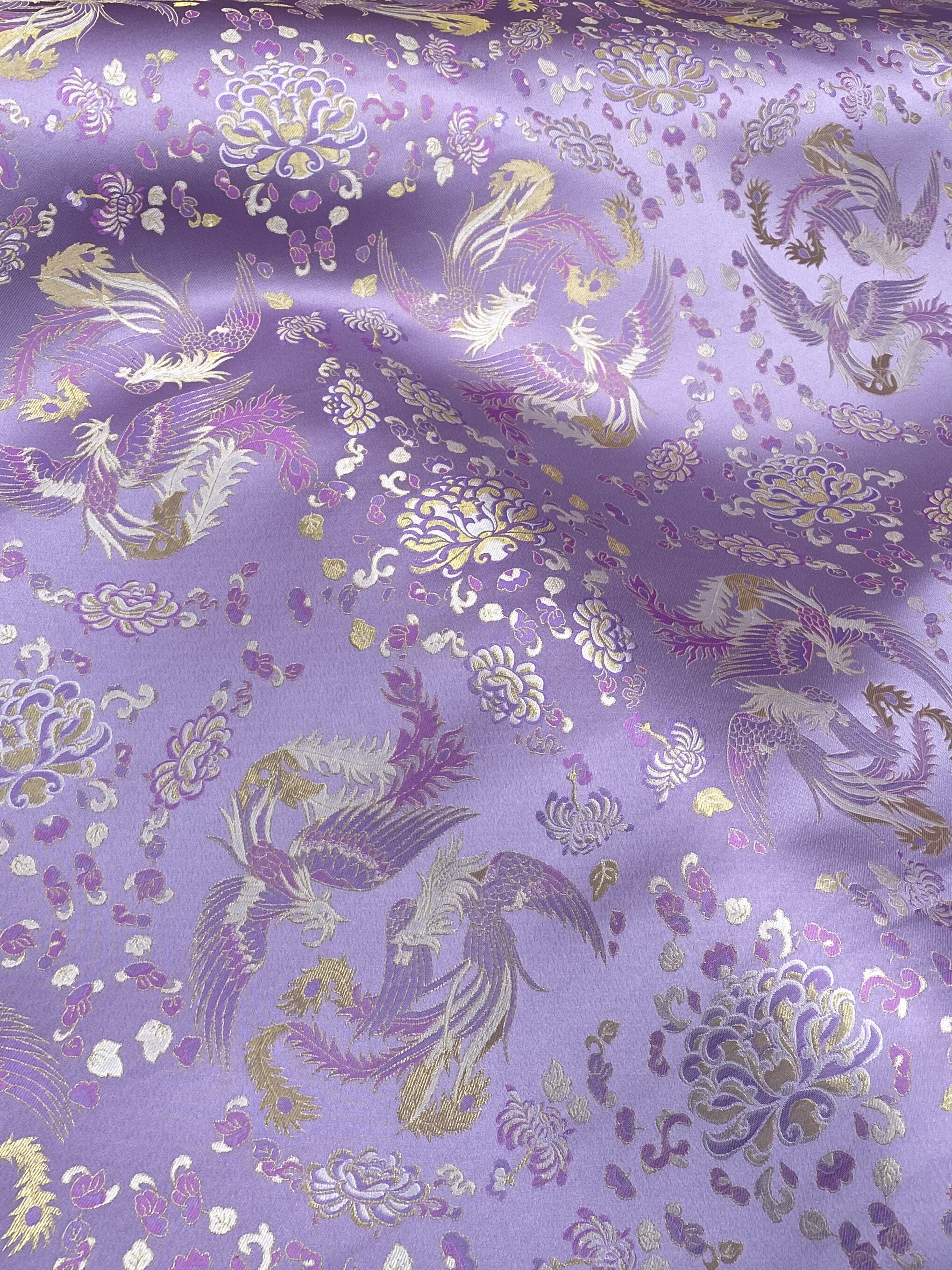 140门幅织金宋锦紫色凤凰于飞   66号