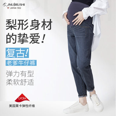 犬印孕妇牛仔裤春秋外穿款