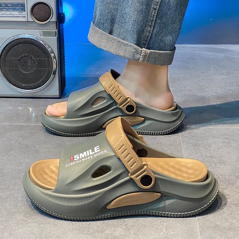 BEACH SHOES FOR MEN WEAR THICK-SOLED NON-SLIP DRIVING SLIPPERS FOR TEENAGERS IN SUMMER AND SPORTS SANDALS FOR OUTDOOR TRENDY MEN