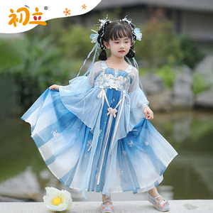 初立汉服女童装改良儿童汉服童装初夏晴岚中国风古风改良连衣裙