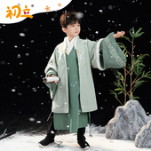 初立汉服男童装 秋冬装 外套中国风明制直裰披风儿童汉服 小言麟