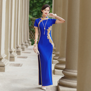 妈妈演出旗袍礼服小个子可穿连衣裙立领202 大码 2024新款 弹力修身