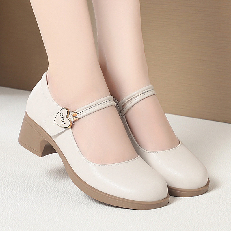 2025新款春秋款女鞋真皮粗跟软底中老年大码妈妈鞋走秀旗袍广,女鞋,浅口单鞋,淘宝优惠券,粉丝福利购,淘宝优惠卷