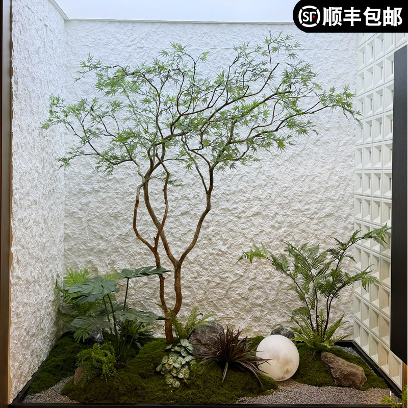高端彷真羽毛枫叶树马醉木室内假树绿植造景装饰大型榕树橱窗植物