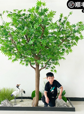 仿真青枫树绿枫树鸡爪槭大型绿色植物室内假树造景日式景观装饰