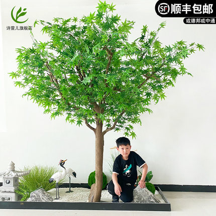 仿真青枫树绿枫树鸡爪槭大型绿色植物室内假树造景日式景观装饰