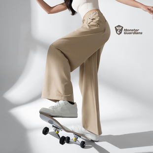 Monster Guardians恣意系列女子天丝亚麻高腰直筒休闲运动卫裤