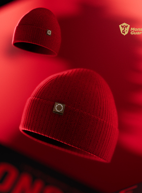 Monster Guardians品牌定制马年限定红色羊毛针织保暖运动冷帽