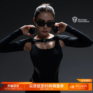 Monster Guardians女子夏季瑜伽机能酷感两件式紧身运动短裤套装