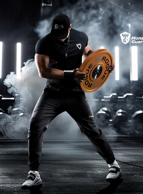 Monster Guardians 男子透气吸湿排汗速干黑色运动训练运动长裤