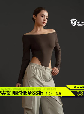 Monster Guardians 极点科技系列女子高开衩露背长袖连体紧身衣