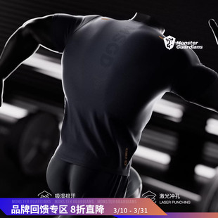 T恤 镭射冲孔吸湿排汗训练运动健身短袖 Monster Guardians男子夏季