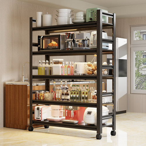 可移动厨房置物架多层微波炉收纳层架多功能烤箱碗碟置物架整体橱