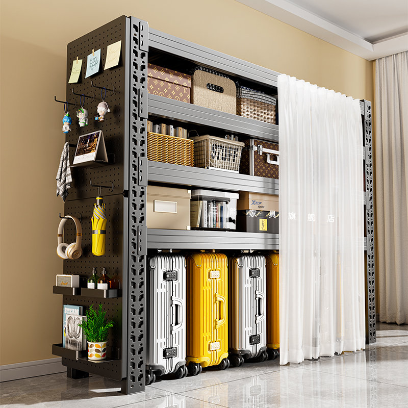 下空式角钢货架防尘帘储物家用置物架多层收纳架落地储藏间铁架子