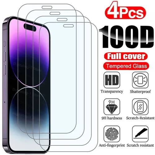 4PCS Tempered Glass for iPhone 13 12 11 Pro Max Mini Screen Protector for iPhone 14 Pro 7 8 6 6S Plu
