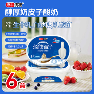 惠丰优牧尔滨奶皮子酸奶400g大份量原味酸奶非干噎酸奶盒装酸奶