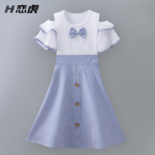 韓版 女童連衣裙夏季 兒童短袖 中大童夏裝 純棉2025新款 洋氣女孩裙子