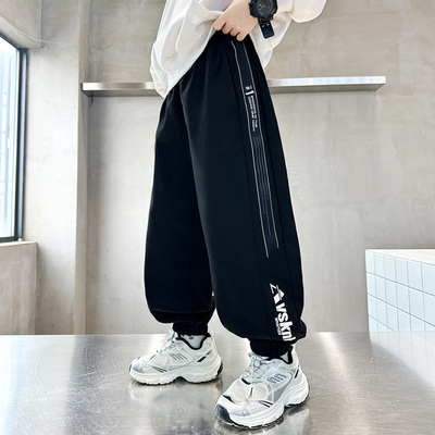 男童裤子春秋款2026新款冬加厚儿童卫裤男孩束脚运动裤中大童加绒