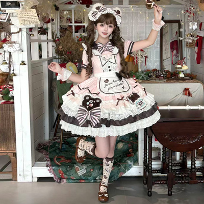 言然新品Lolita原创OP短袖连衣裙可爱甜美公主裙【莓有那么巧尾款