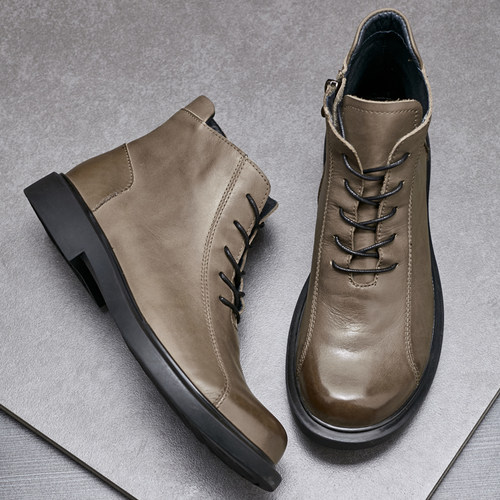 靴子男士秋冬时尚真皮马丁靴