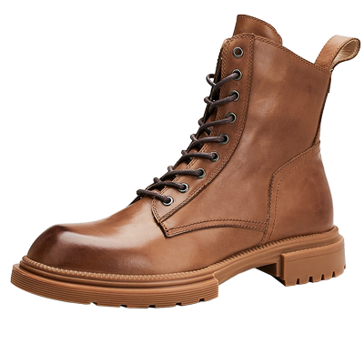 冬季马丁靴真皮男靴拉链圆头时尚