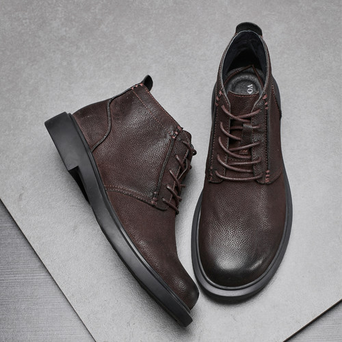 希兰琪真皮平底马丁靴秋冬款