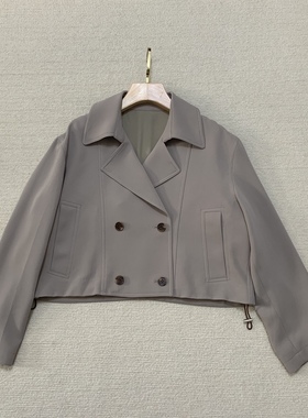 Th同款 2025秋冬新品女装 三醋酯纤维混纺短款风衣外套 O0709408