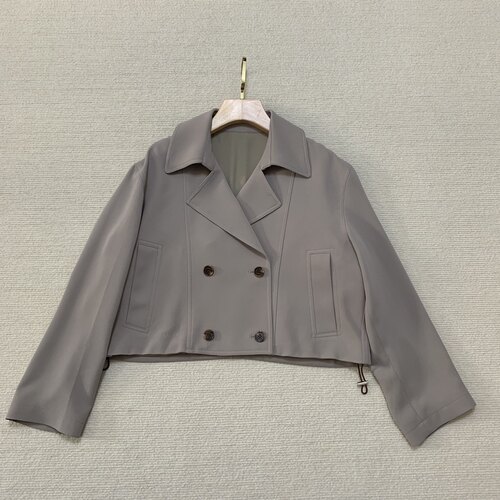 Th同款 2025秋冬新品女装 三醋酯纤维混纺短款风衣外套 O0709408
