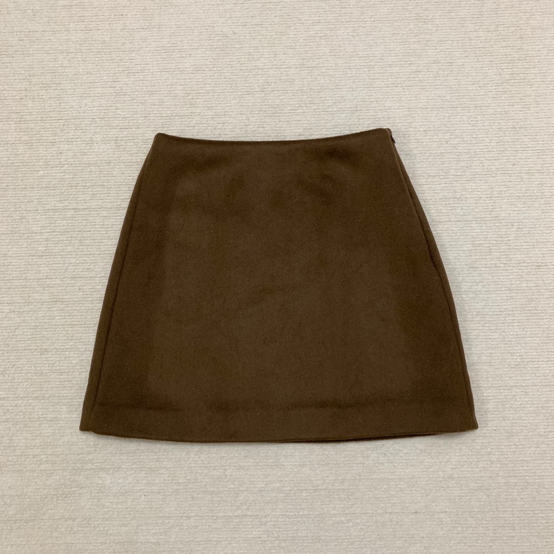 短款A字裙高腰隐形侧拉链半裙