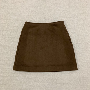 Th新品秋冬系列女装 手工缝制双面羊毛羊绒高腰A字半裙 M0701306