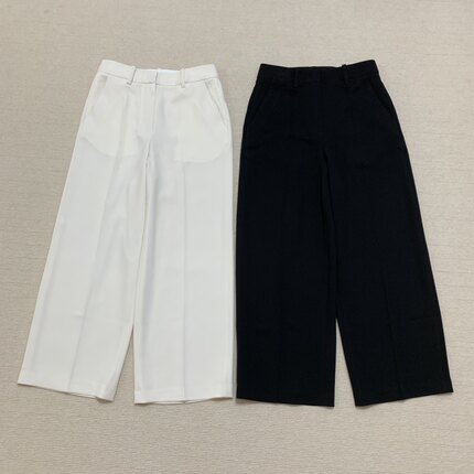 Th 2024早春新品女装 三醋酯纤维混纺宽松直筒西装裤 N0709218