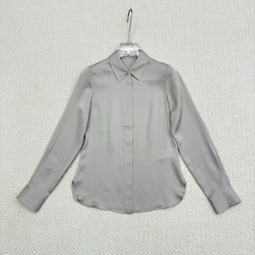 Th同款高定 2026春夏新款女装 桑蚕丝翻领修身长袖衬衫 M0102536