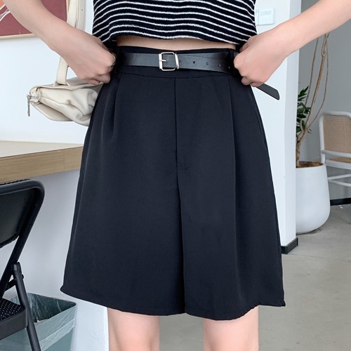 Real price real shot summer new style high waist drooping feeling thin casual Wide Leg Pants Suit Shorts Capris women's pants