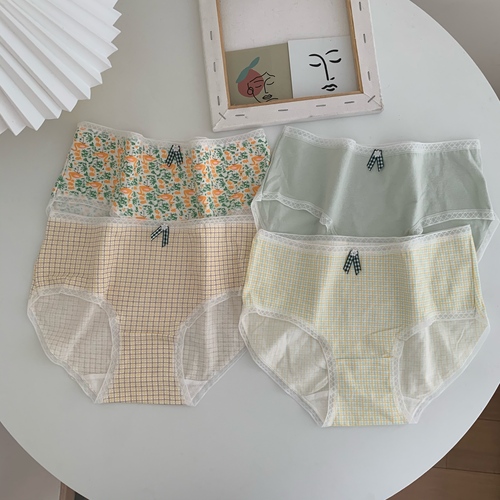 Real price countryside style flower girl lovely cotton underwear briefs Triangle pants breathable comfortable PANTS 4 Pack