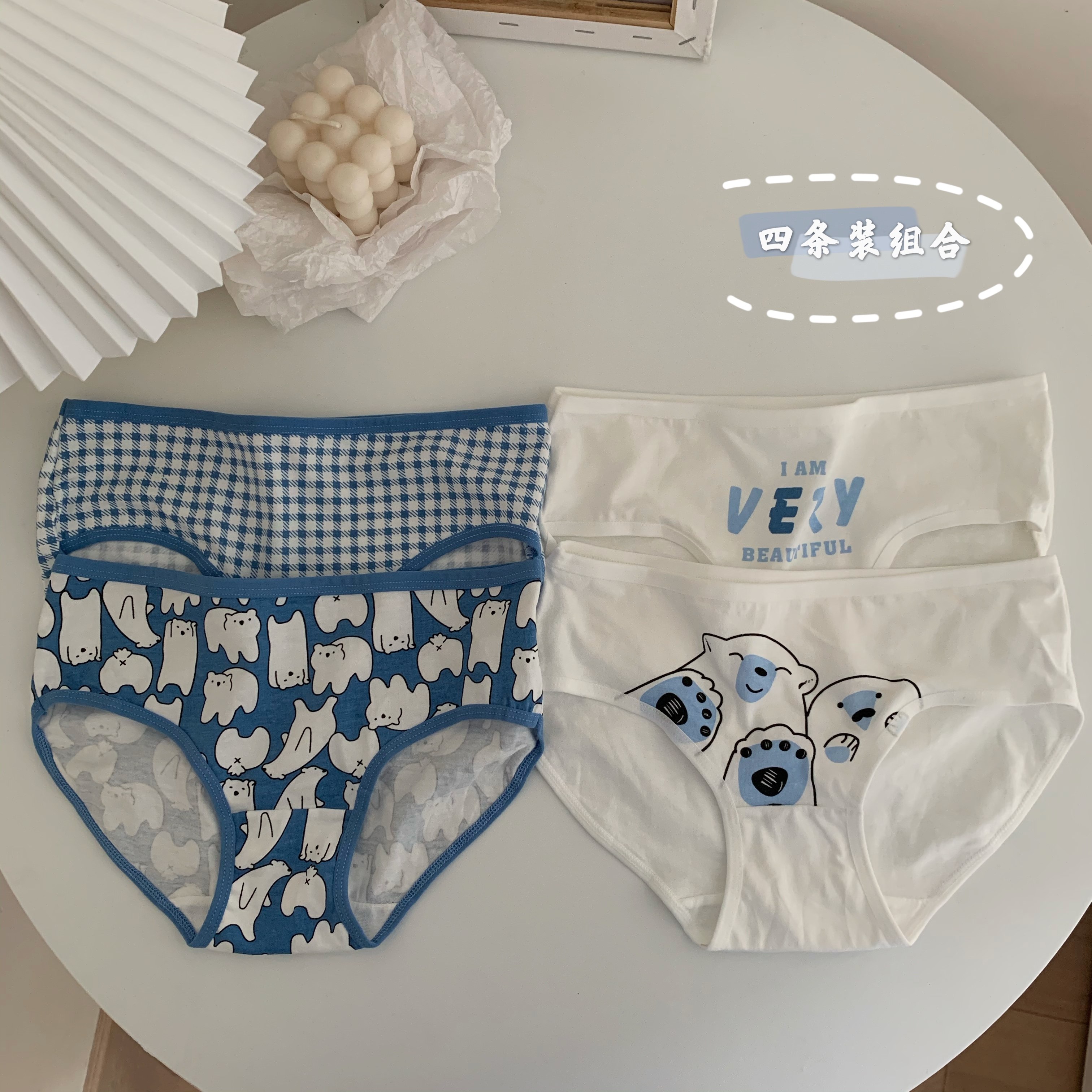 Real shooting real price 4 pieces of Japanese versatile sexy girl cute cartoon student middle waist underwear women's briefs