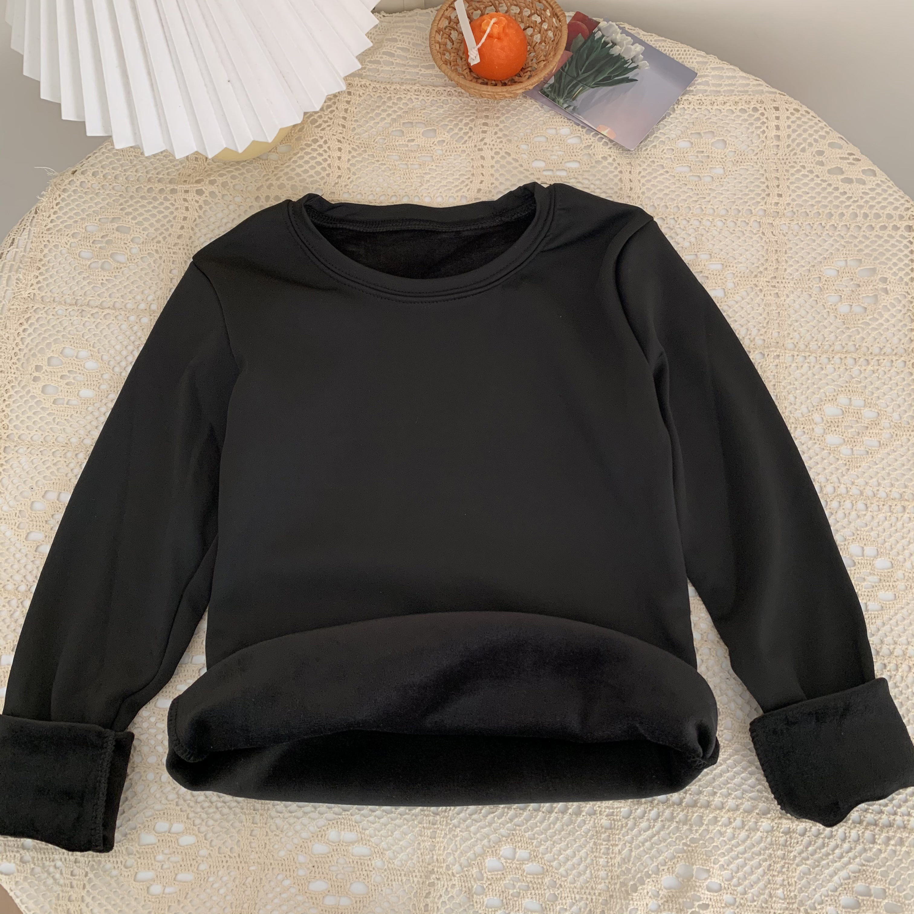 Real price real auction winter velvet thick versatile T-shirt with solid color base coat on the outside