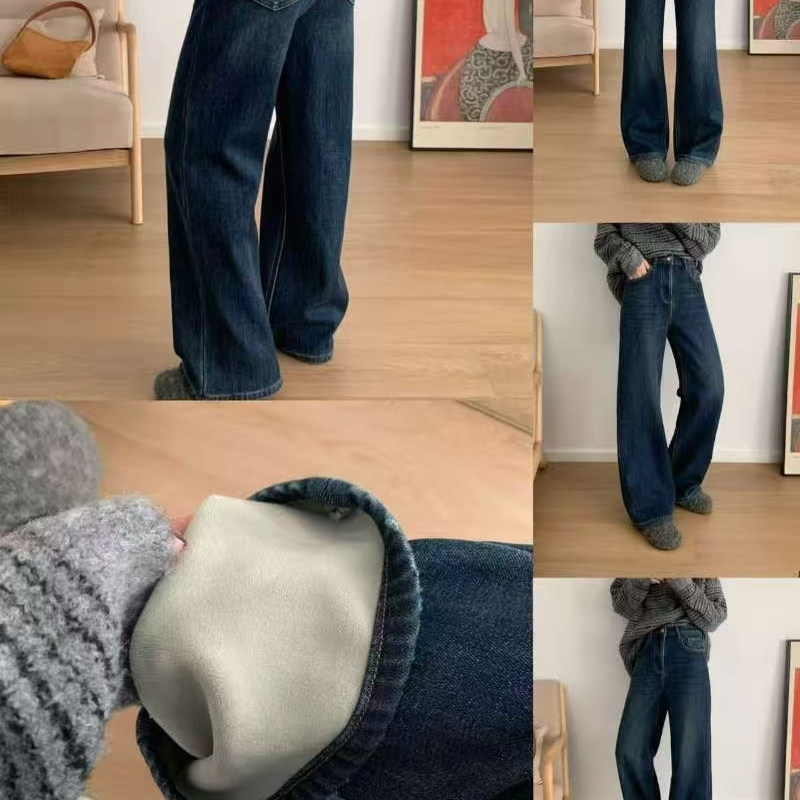 高端定制 欧洲站  加绒保暖刺绣显瘦休闲牛仔裤