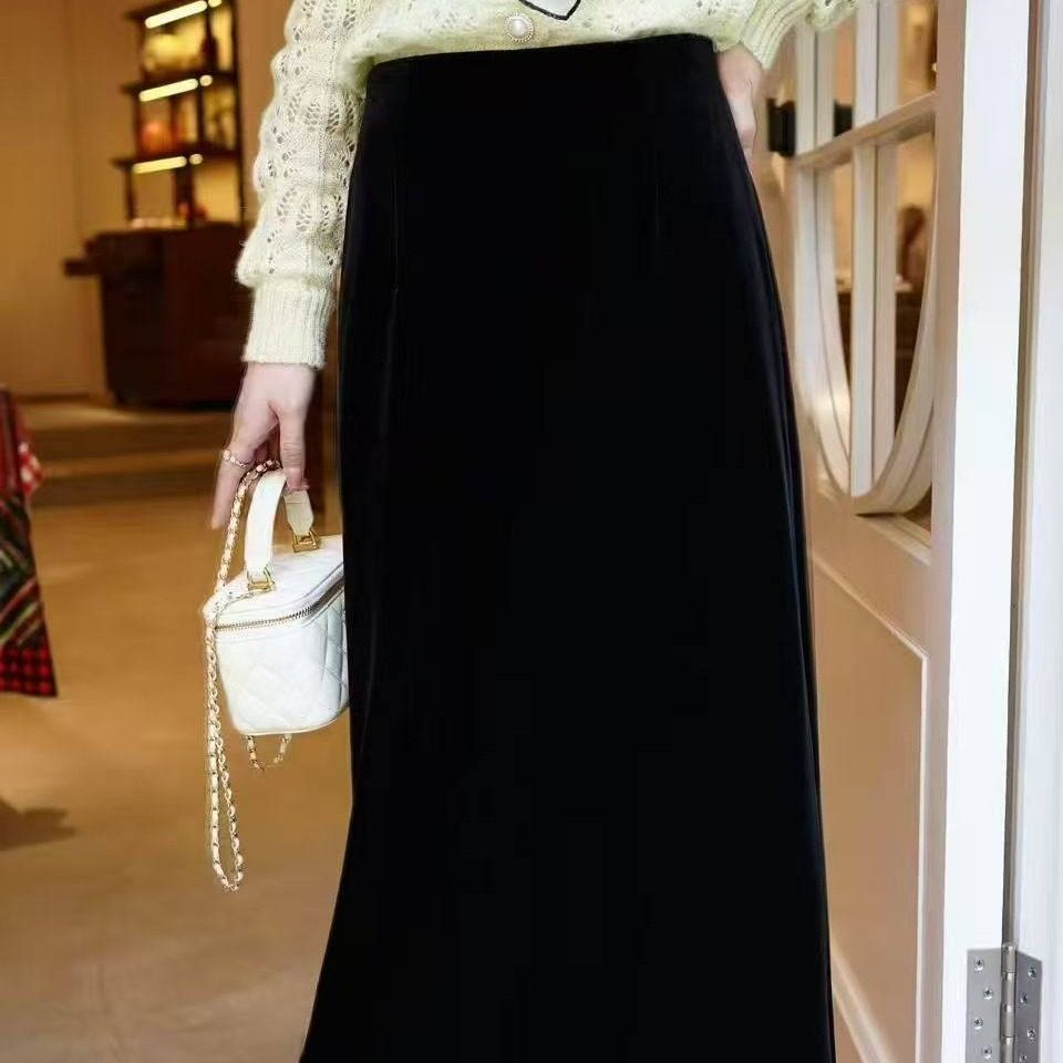 高端定制 欧洲站 26早春  松紧腰显瘦丝绒半身裙,女装/女士精品,汉服半身裙,淘宝优惠券,粉丝福利购,淘宝优惠卷