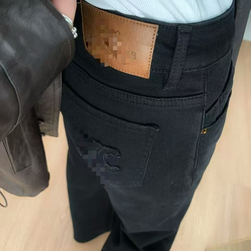 高端定制 欧洲站  加绒显瘦口袋字母休闲牛仔裤