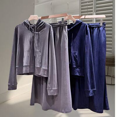 高端定制 欧洲站  连帽休闲卫衣+半身裙舒适套装S2227