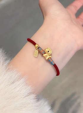 马年本命年手链纯银999红绳女款编绳小马红色男马上有钱礼物情侣