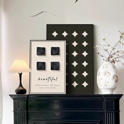 意式黑白装饰画极简客厅桌柜摆画