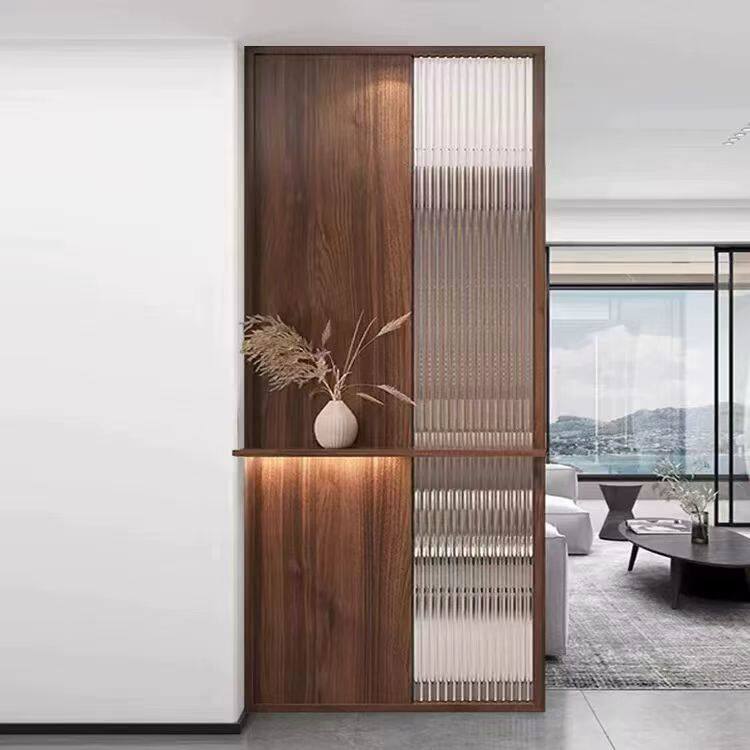 新中式实木客厅隔断入户门玄关玻璃进门茶室屏风格栅卧室遮档定制