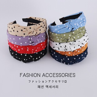 甜美宽边波点发箍复古宽版头箍简约百搭交叉发饰头饰布艺洗脸发卡