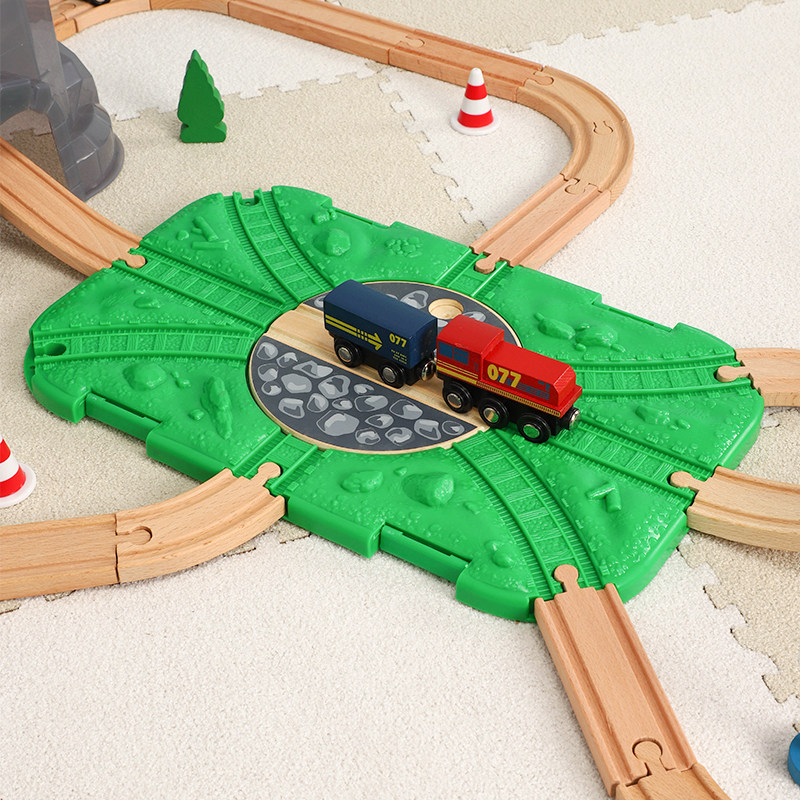 CHILDRENS LE COOL SMALL TRAIN TRACK MOUNTAIN SET LARGE BUILDING BLOCK TOY WOODEN BOY AND GIRL MODEL CAR COMPATIBLE BRIO