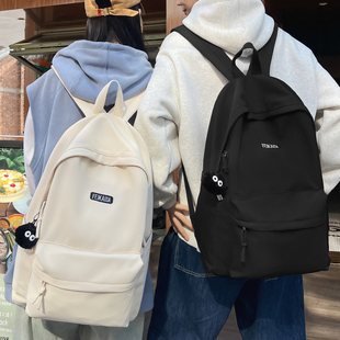 潮酷黑色系双肩包男女初中生书包女高中大学生轻便背包简约旅行包