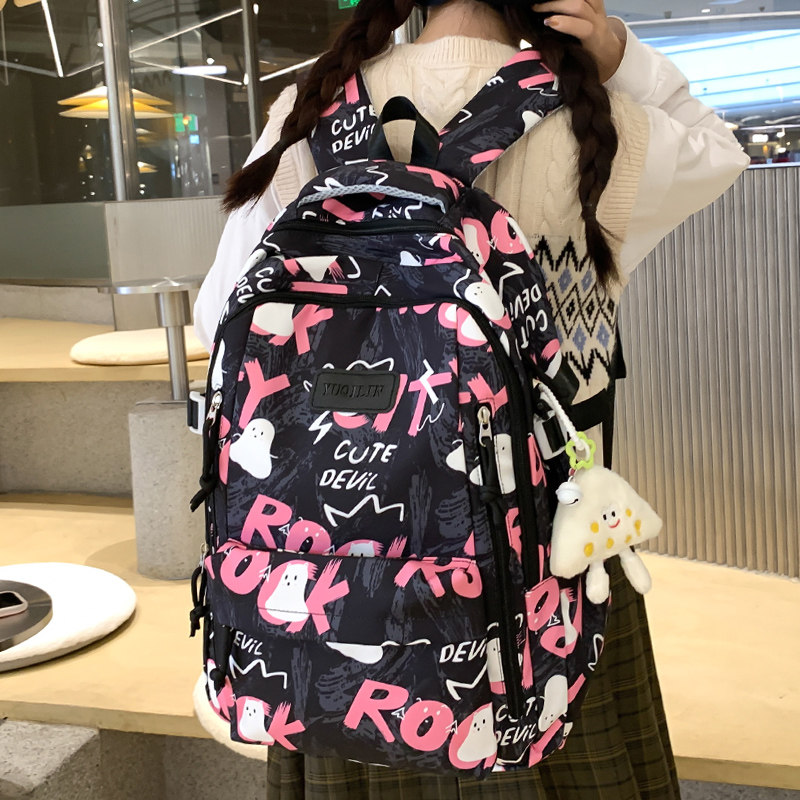 2026夏新款大容量卡通字母双肩包女初高中学生书包防水轻便背包男