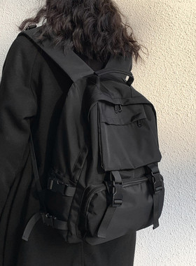 工装大容量书包女韩版高中原宿ulzzang大学生双肩包百搭男背包潮