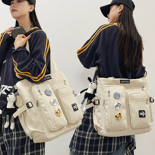 潮牌日系工装多口袋斜挎包